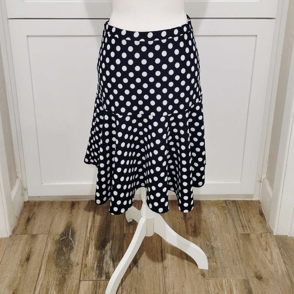 Alex & Olivia Polka Dot Midi Skirt | Parisian Chic A-Line | Cottagecore | Small